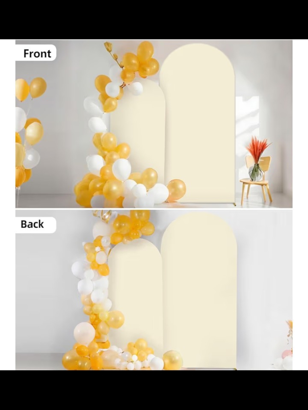 Set Of 2 Cream Party Backdrop Arch Panel Stretch Cover